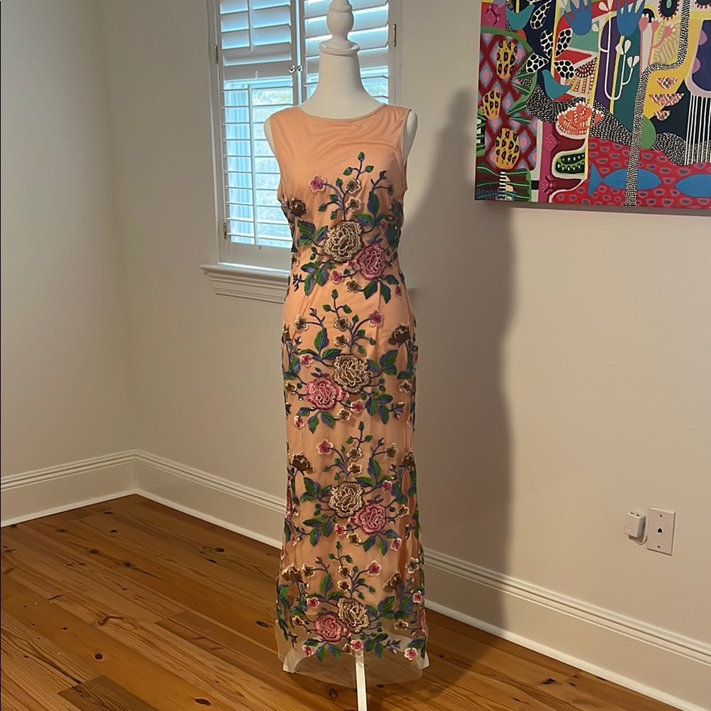 Pink Sleeveless Sheath Maxi Dress for Bride with Crew Neck